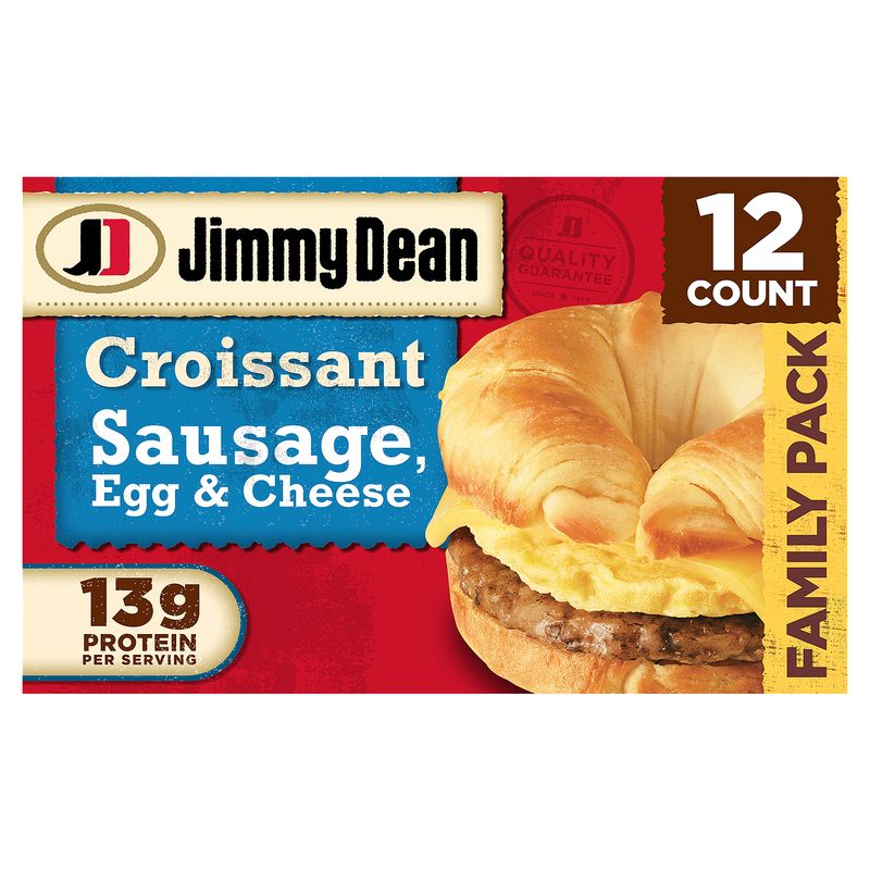 Jimmy Dean Croissant Breakfast Sandwiches with Sausage, Egg, and Cheese, Frozen, 12 count