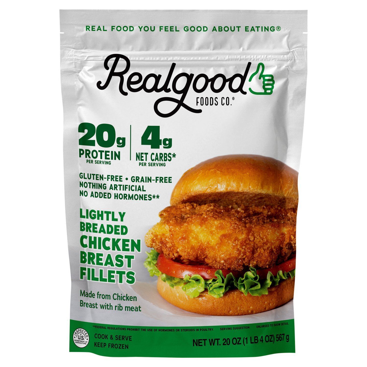 Realgood Foods Co. Lightly Breaded Chicken Breast Fillets, 20 oz