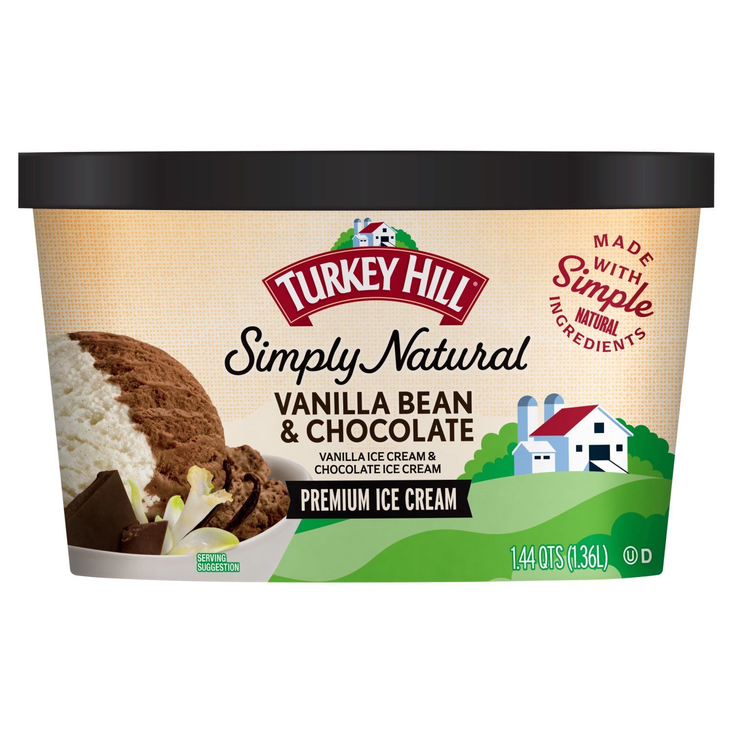 TURKEY HILL Simply Natural Vanilla Bean &amp; Chocolate Premium Ice Cream, 1.44 qts