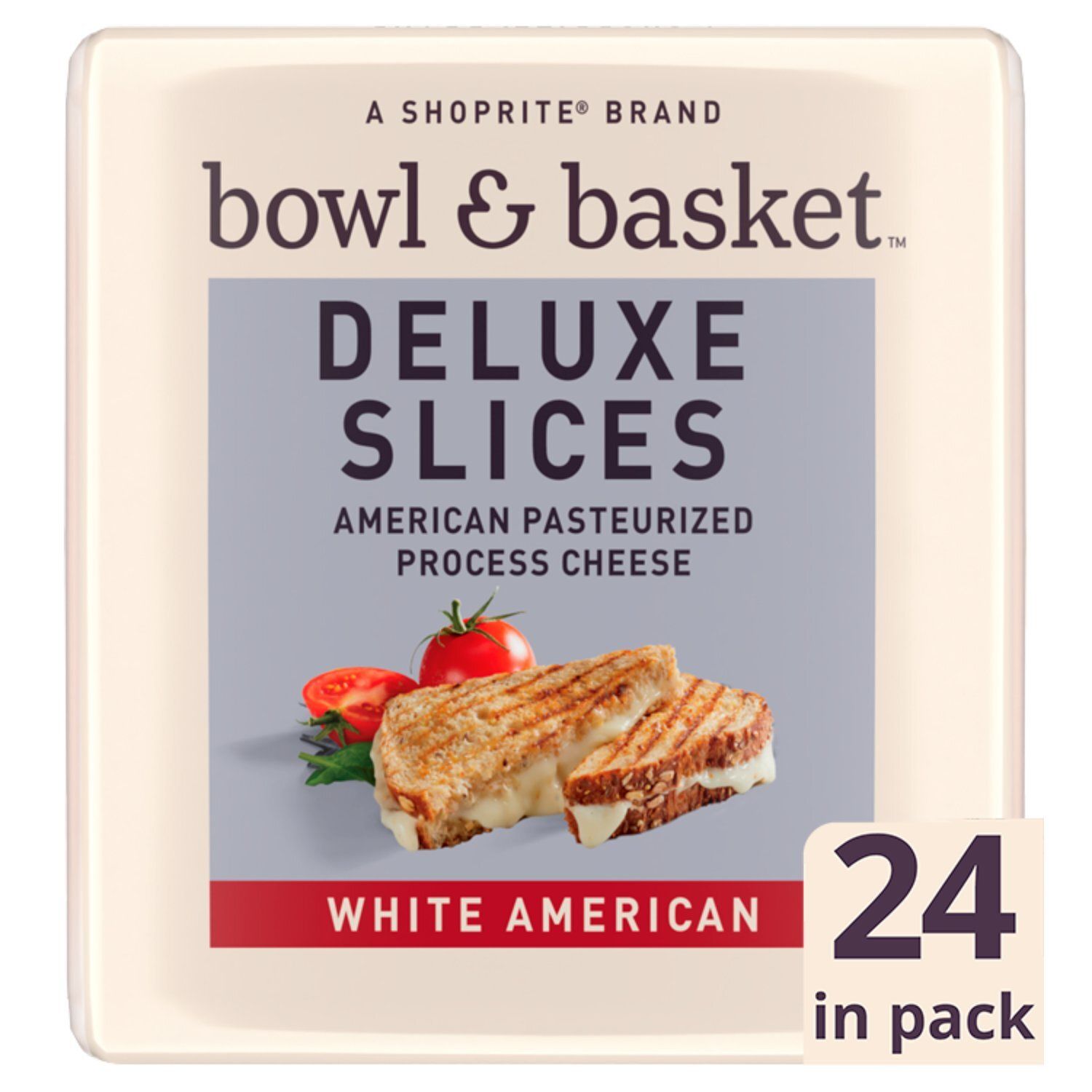 Bowl &amp; Basket Deluxe White American Slices Cheese, 2/3 oz, 24 count