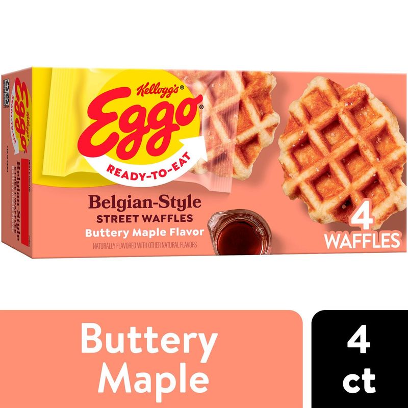 Kellogg&#39;s Eggo Buttery Maple Flavor Belgian-Style Street Waffles, 4 count, 7.76 oz