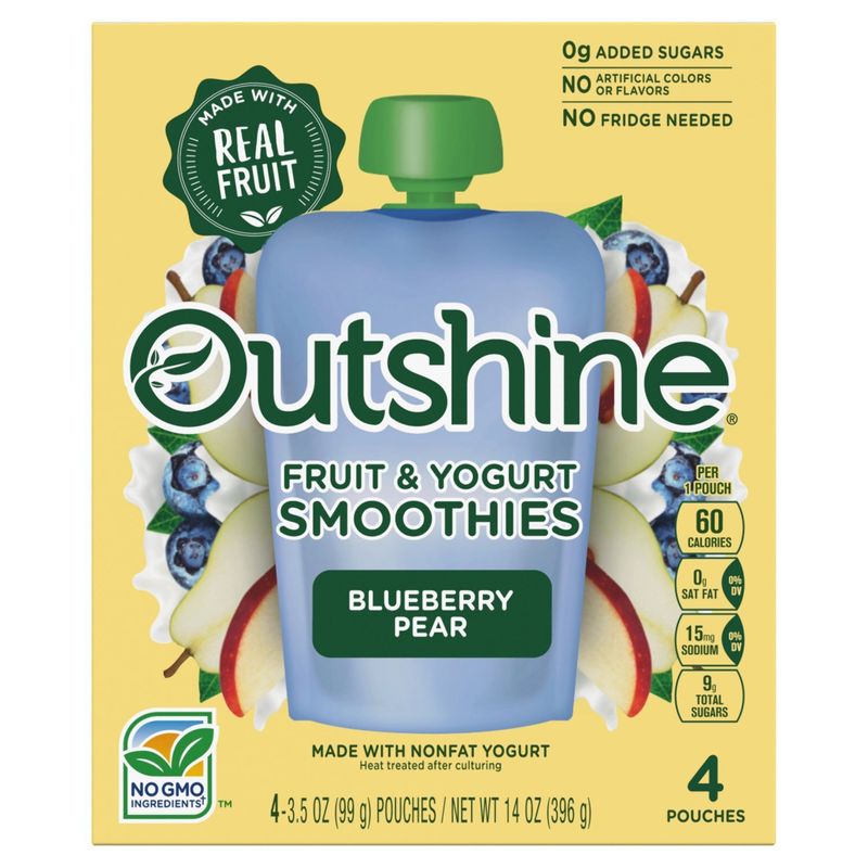 Outshine Blueberry Pear Fruit &amp; Yogurt Smoothies, 3.5 oz, 4 count