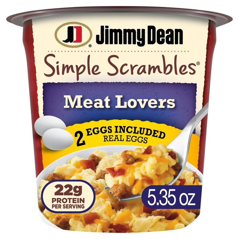 Jimmy Dean Simple Scrambles Meat Lovers Real Eggs, Sausage, Cheddar Cheese &amp; Bacon, 5.35 oz