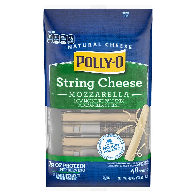 Polly-O Mozzarella String Natural Cheese Snacks, 48 count, 48 oz
