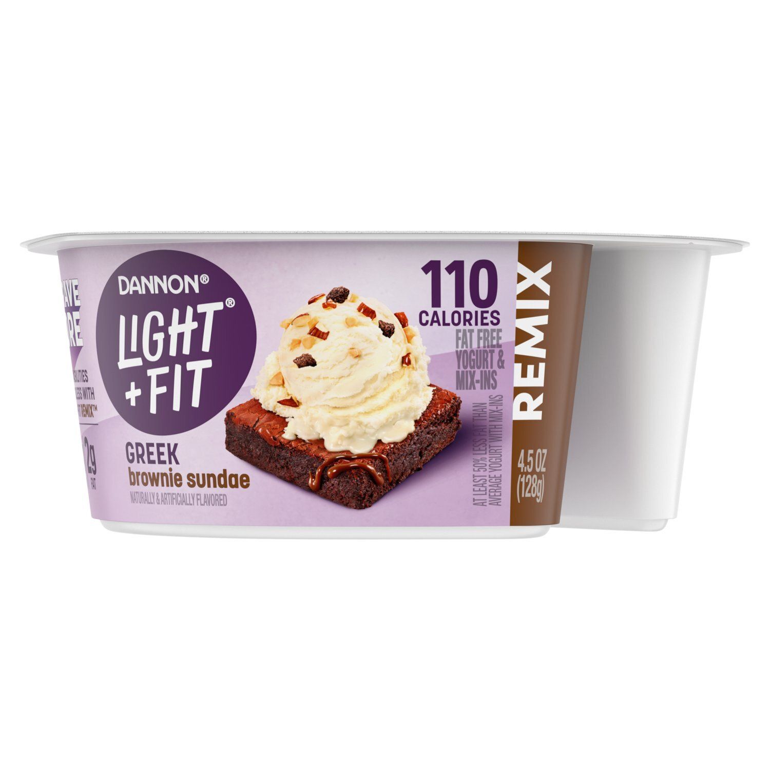 Dannon Light + Fit Remix Greek Brownie Sundae Fat Free Yogurt &amp; Mix-Ins, 4.5 oz