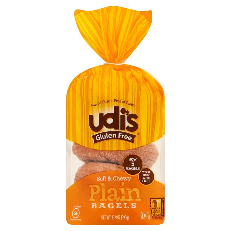 Udi&#39;s Gluten Free Soft &amp; Chewy Plain Bagels, 5 count, 13.9 oz