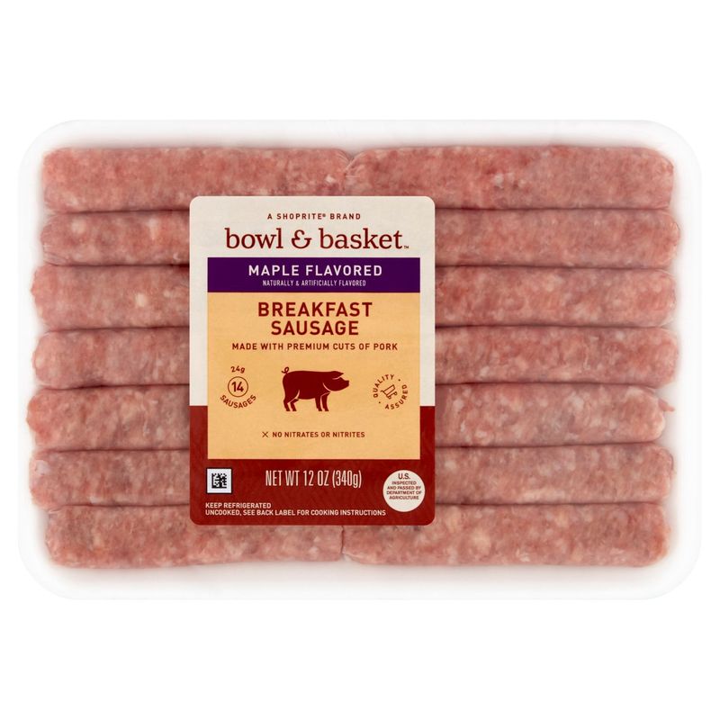 Bowl &amp; Basket Maple Flavored Breakfast Sausage, 14 count, 12 oz