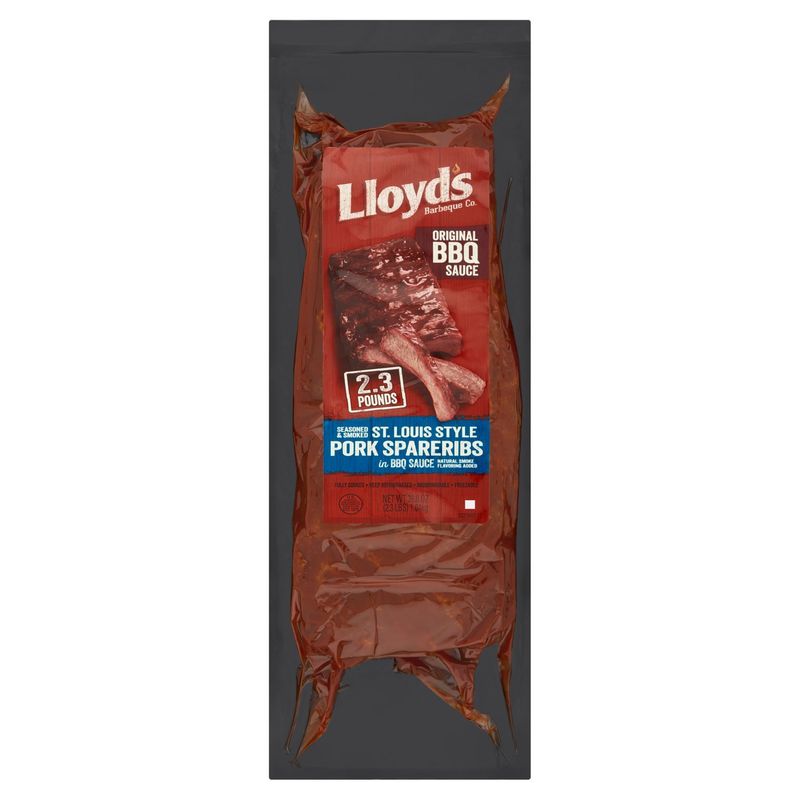 Lloyd&#39;s Barbeque Co. Seasoned &amp; Smoked St. Louis Style Pork Spareribs in BBQ Sauce, 36.8 oz