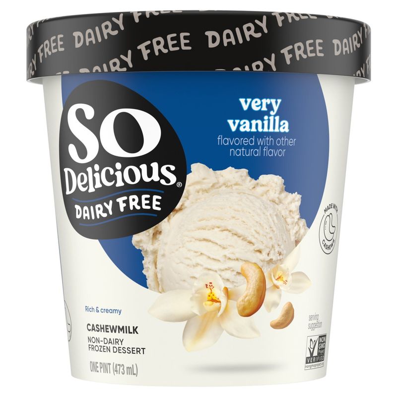 So Delicious Dairy Free Very Vanilla Cashewmilk Non-Dairy Frozen Dessert, one pint