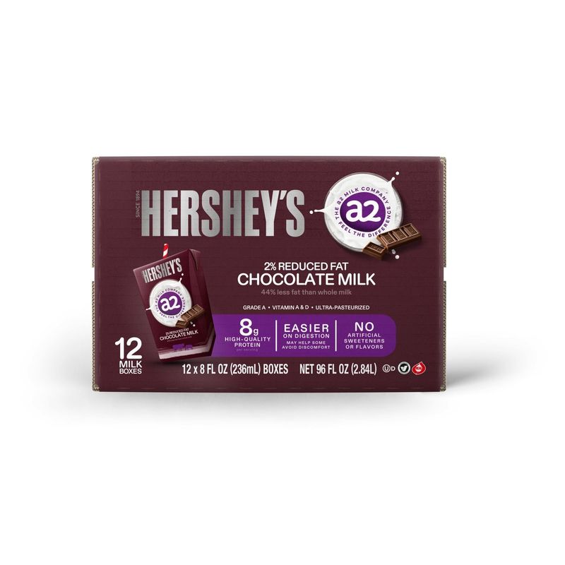The a2 Milk Company a2 Hershey&#39;s 2% Reduced Fat Chocolate Milk, 8 fl oz, 12 count
