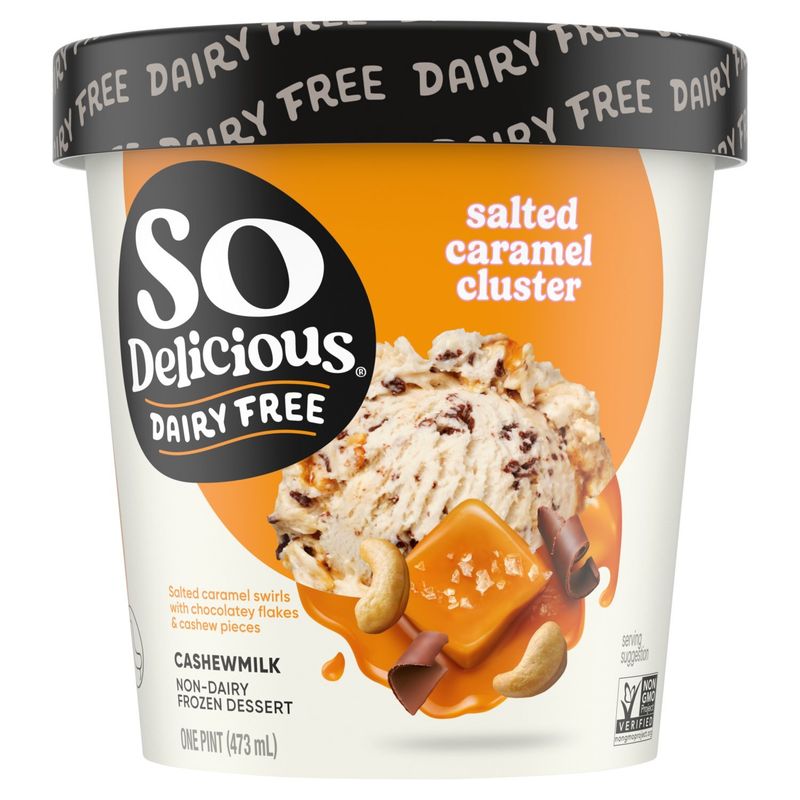 So Delicious Dairy Free Salted Caramel Cluster Cashewmilk Non-Dairy Frozen Dessert, one pint