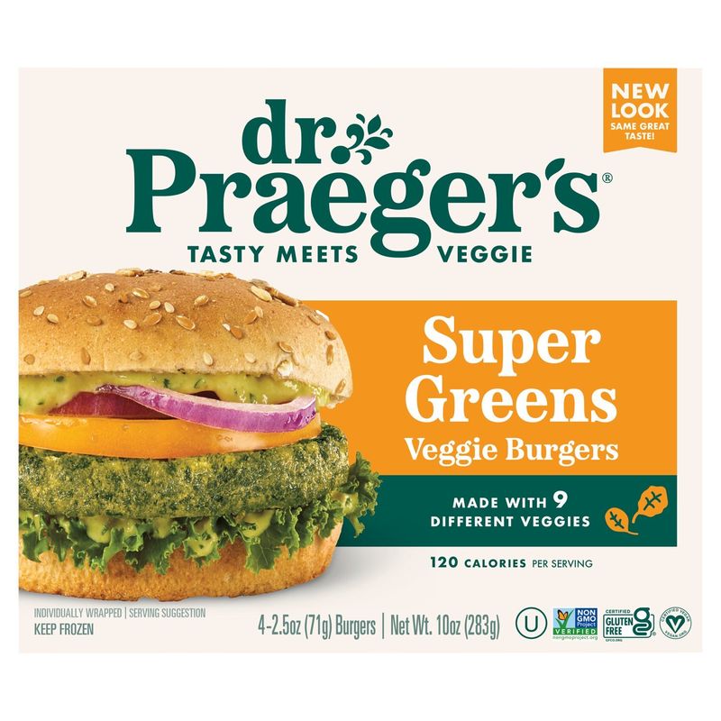 Dr. Praeger&#39;s Super Greens Veggie Burgers, 2.5 oz, 4 count
