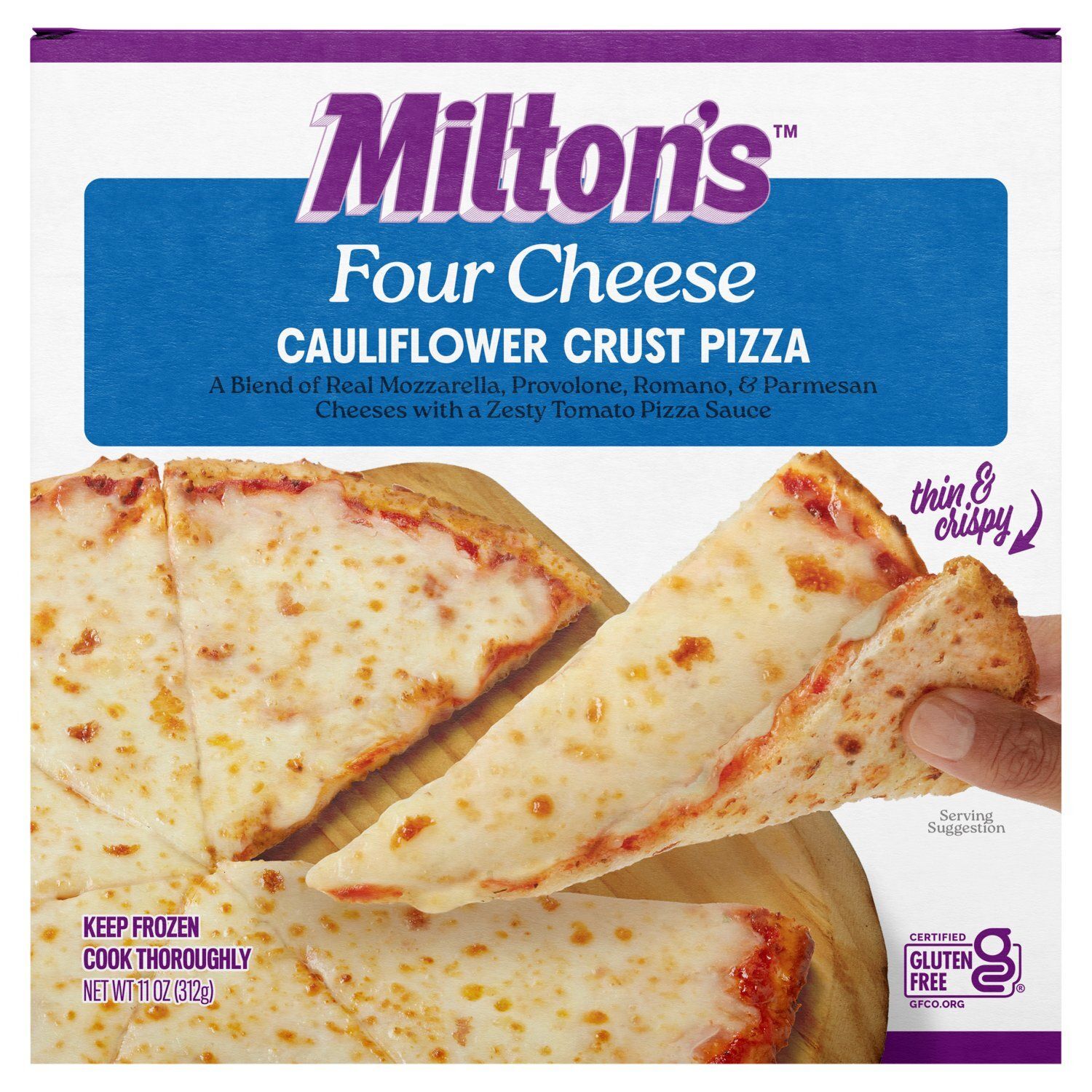 Milton&#39;s Four Cheese Cauliflower Crust Pizza, 11 oz