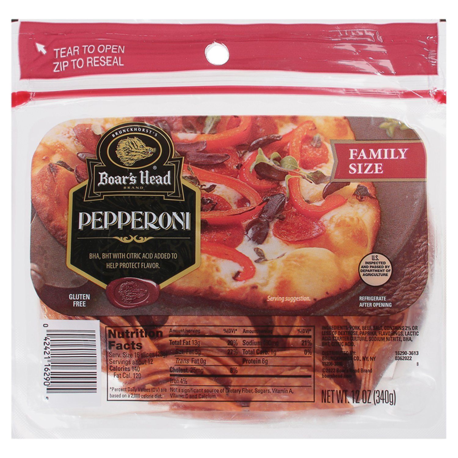 Brunckhorst&#39;s Boar&#39;s Head Pepperoni Family Size, 12 oz