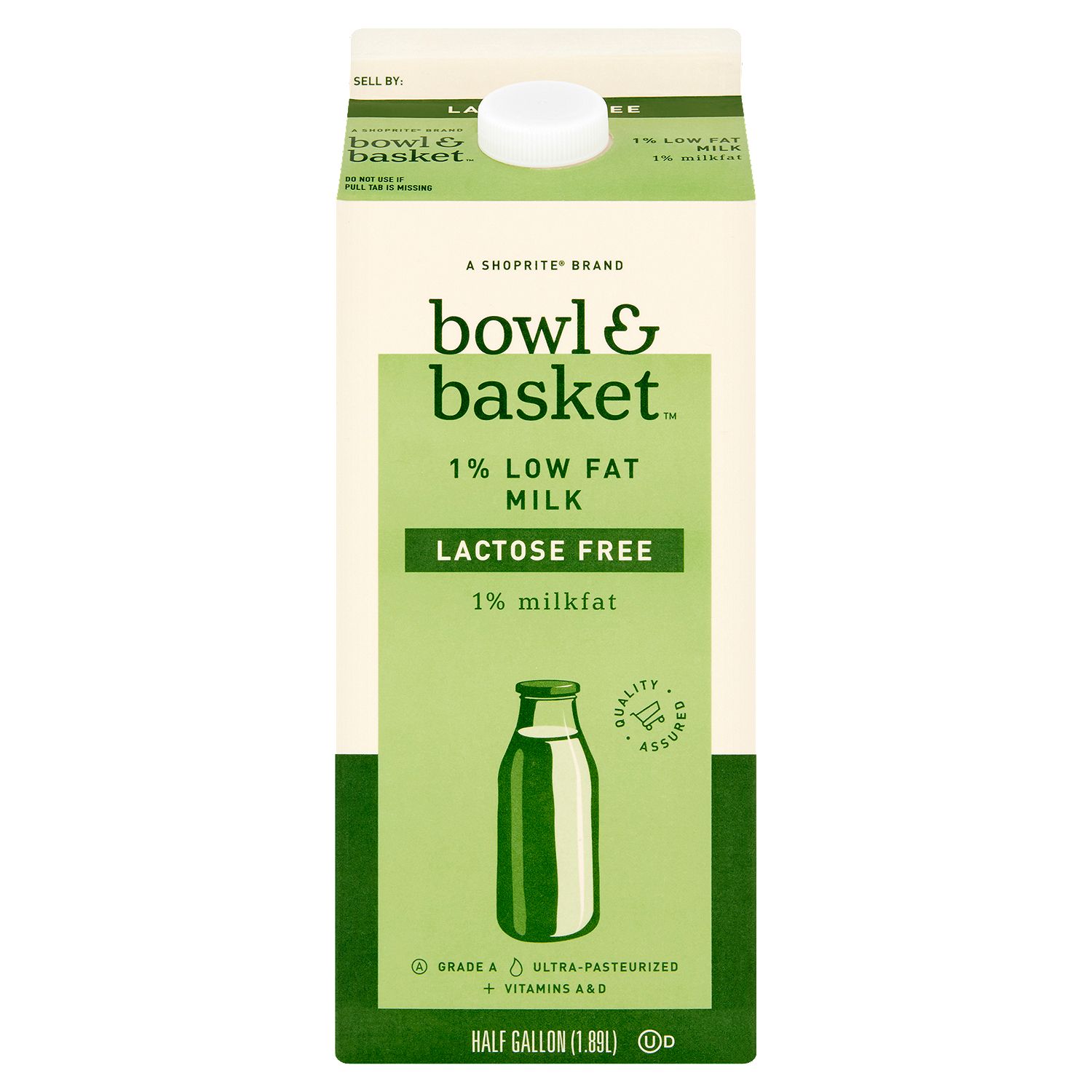 Bowl &amp; Basket Lactose Free 1% Low Fat Milk, half gallon