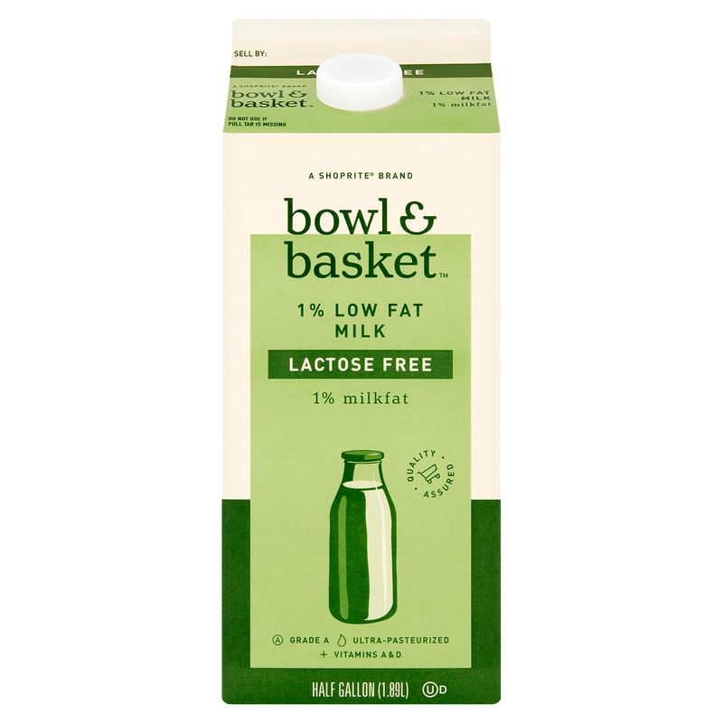 Bowl &amp; Basket Lactose Free 1% Low Fat Milk, half gallon