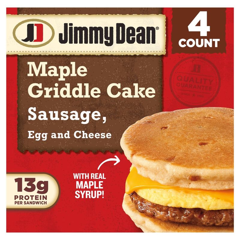 Jimmy Dean Sausage, Egg &amp; Cheese Maple Griddle Cake Sandwiches, 4 count, 18.8 oz
