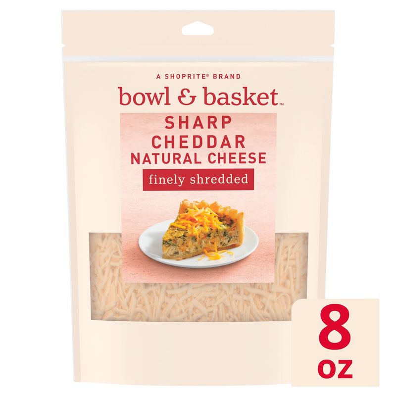 Bowl &amp; Basket Finely Shredded Sharp Cheddar Natural Cheese, 8 oz