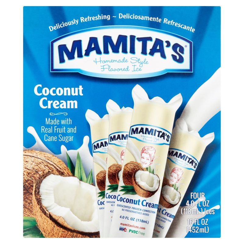 Mamita&#39;s Coconut Cream Homemade Style Flavored Ice, 4.0 fl oz, 4 count