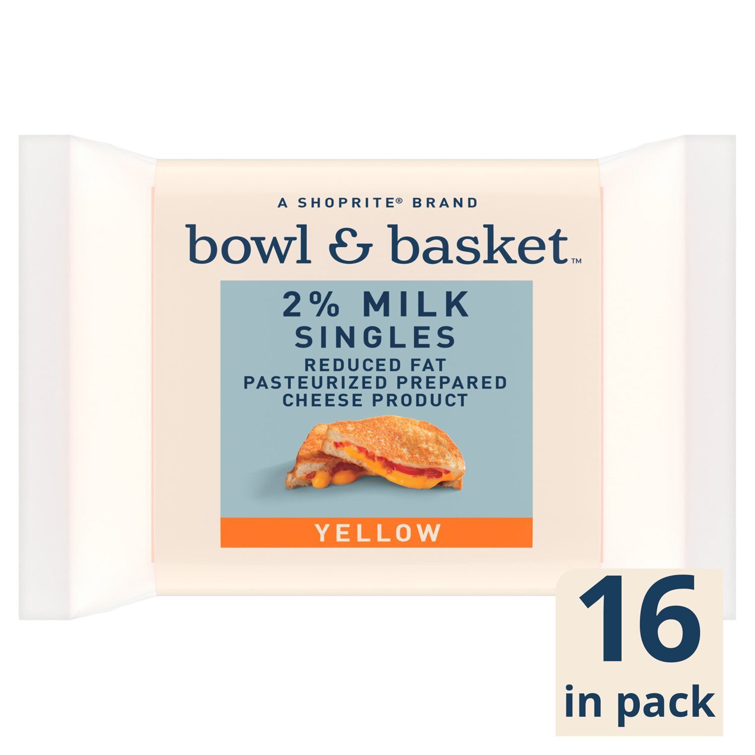 Bowl &amp; Basket 2% Milk Singles Yellow Cheese, 3/4 oz, 16 count