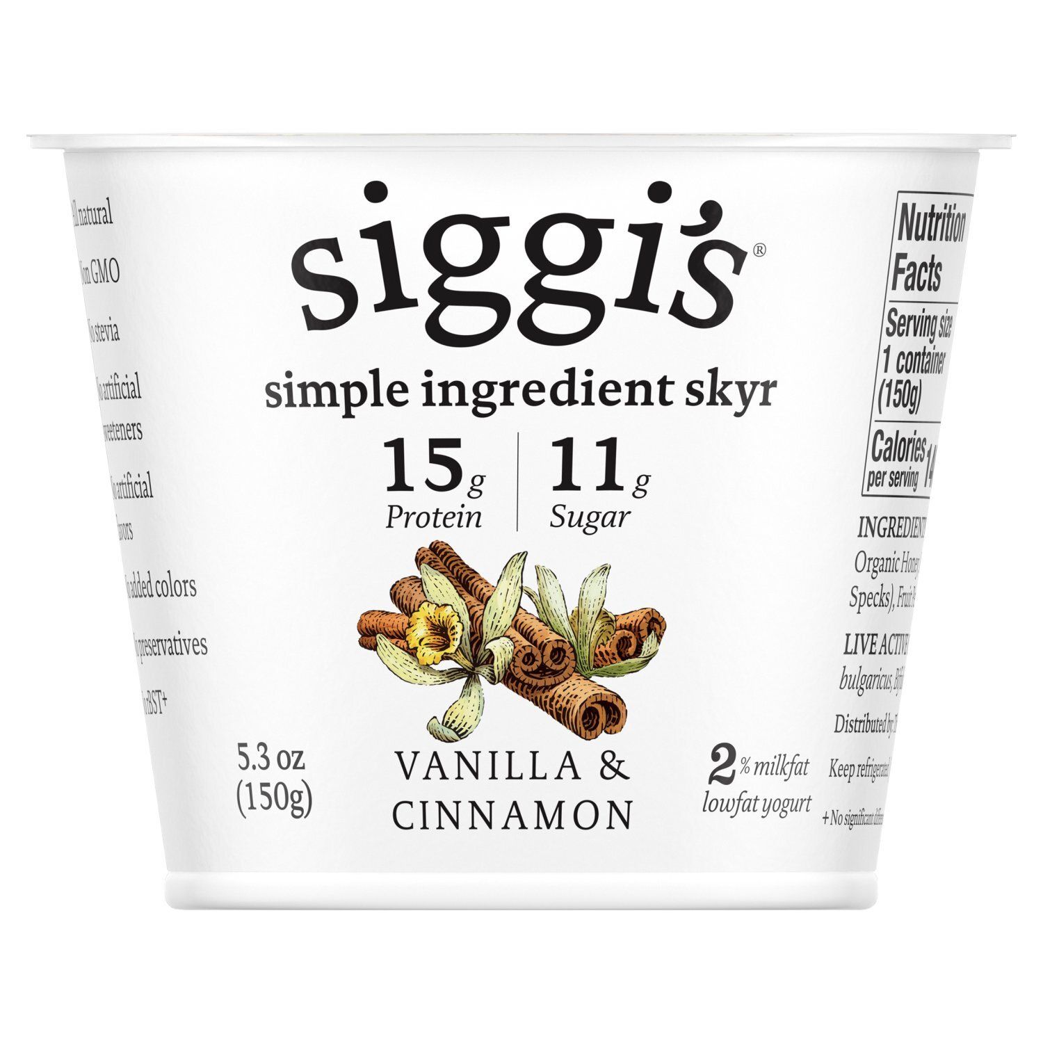 Siggi&#39;s Vanilla &amp; Cinnamon Lowfat Yogurt, 5.3 oz