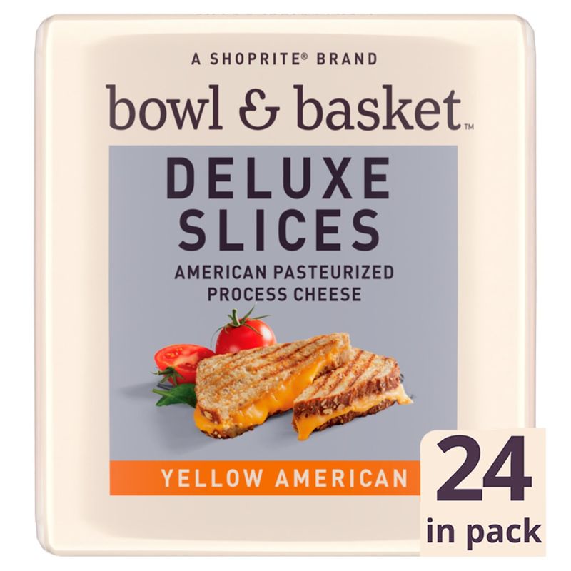 Bowl &amp; Basket Deluxe Slices Yellow American Cheese, 2/3 oz, 24 count
