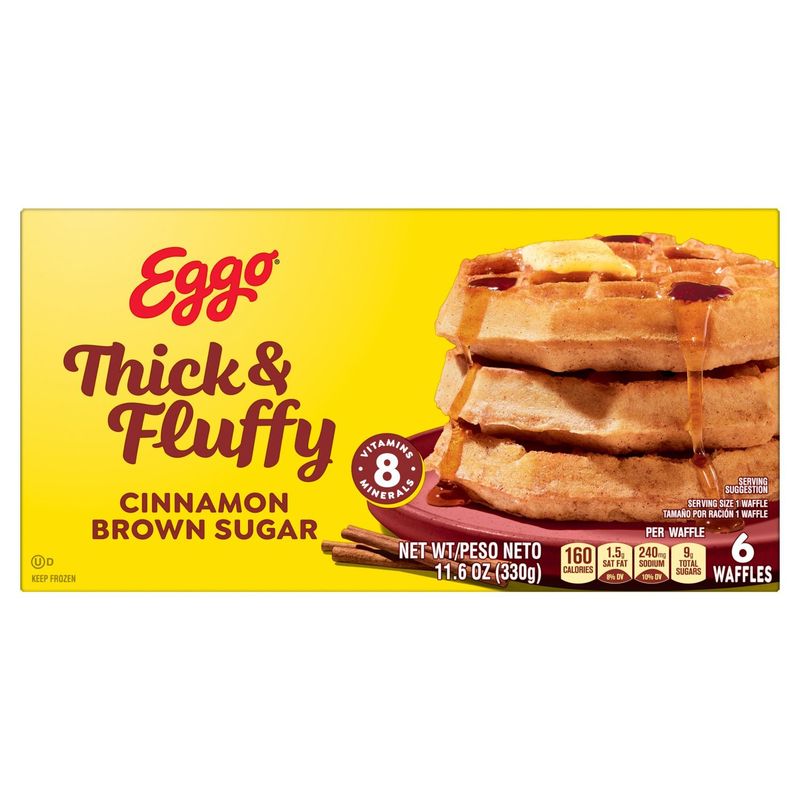 Eggo Thick &amp; Fluffy Cinnamon Brown Sugar Waffles, 6 count, 11.6 oz