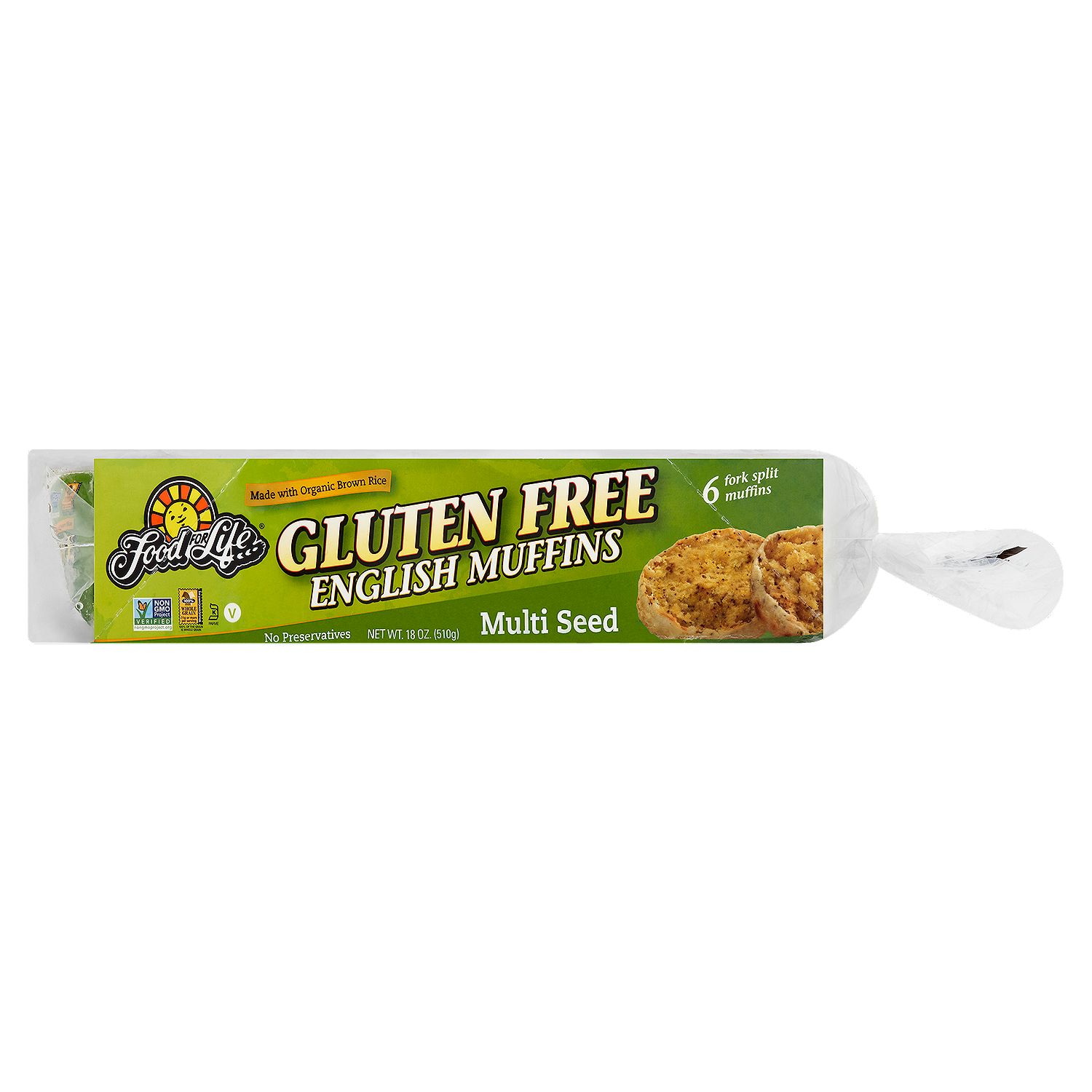 Food For Life Multi Seed Gluten Free English Muffins, 6 count, 18 oz
