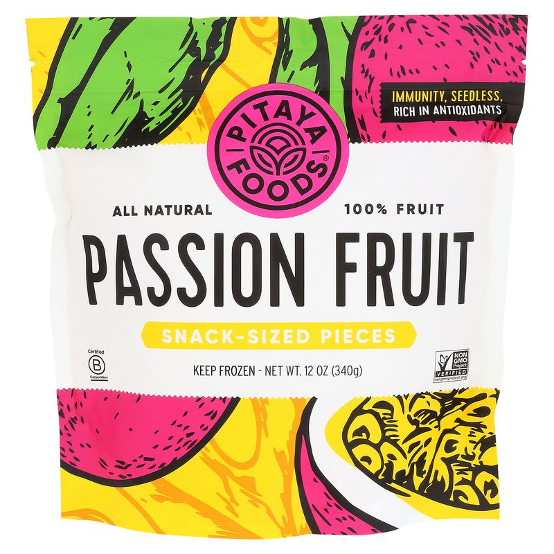 Pitaya Foods Passion Fruit Snack-Sized Pieces, 12 oz