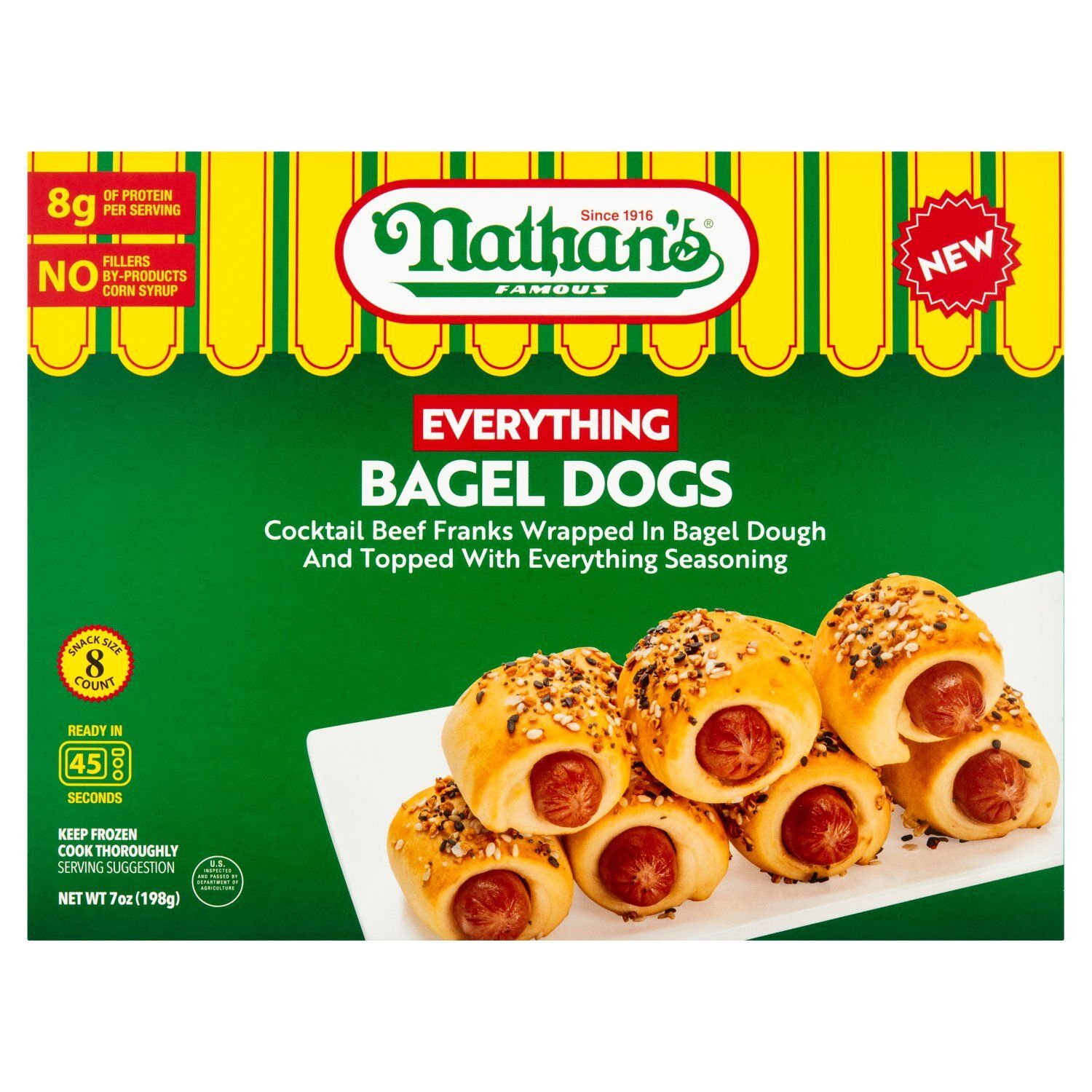 Nathan&#39;s Famous Everything Bagel Dogs Snack Size, 8 count, 7 oz