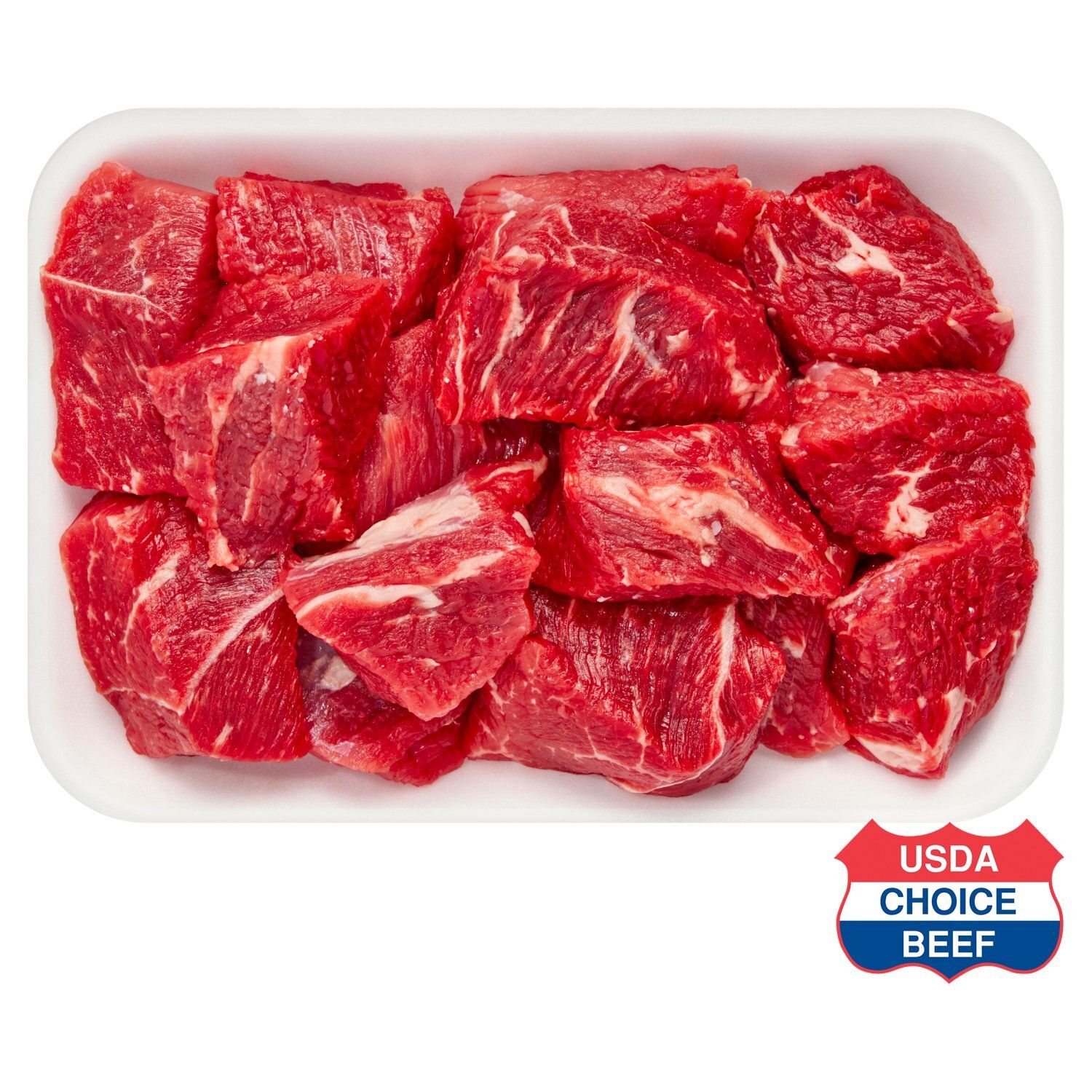 USDA Choice Chuck Stew Meat, Boneless, Average Weight 1.25 lb Pack