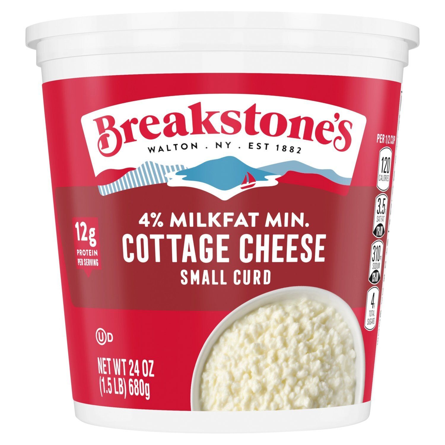 Breakstone&#39;s 4% Milkfat Min. Small Curd Cottage Cheese, 24 oz
