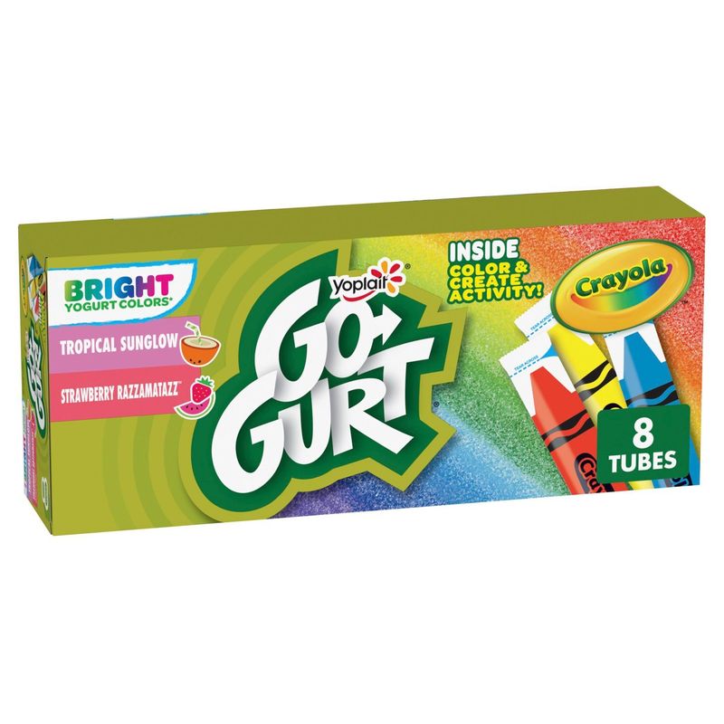 Yoplait Go-Gurt Crayola Tropical Sunglow Strawberry Razzamatazz Tubes, 2.0 oz, 8 count