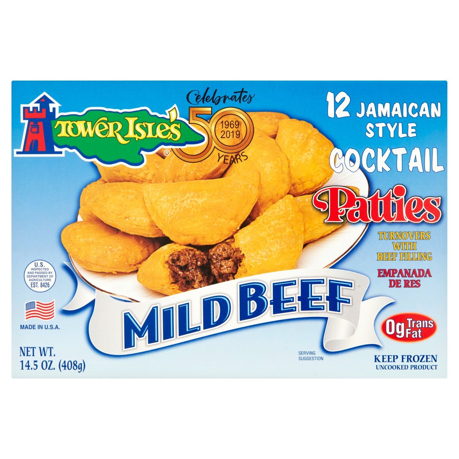 Tower Isle&#39;s Jamaican Style Mild Beef Cocktail Patties, 12 count, 14.5 oz