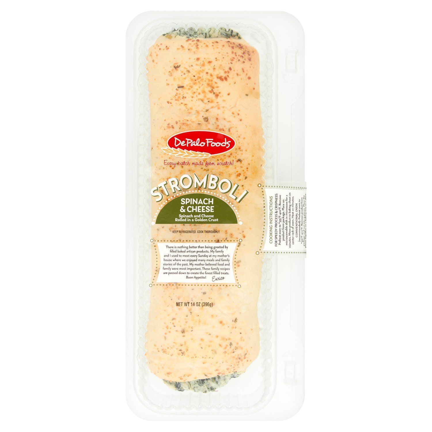 DePalo Foods Spinach &amp; Cheese Stromboli, 14 oz