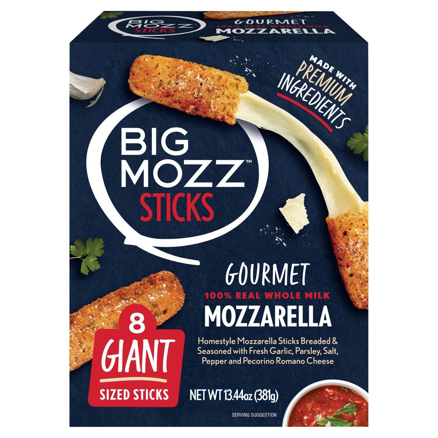Big Mozz Gourmet Mozzarella Sticks, 8 count, 13.44 oz