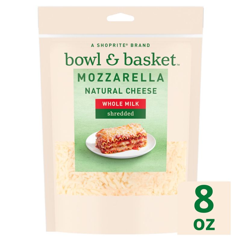 Bowl &amp; Basket Whole Milk Shredded Mozzarella Cheese, 8 oz