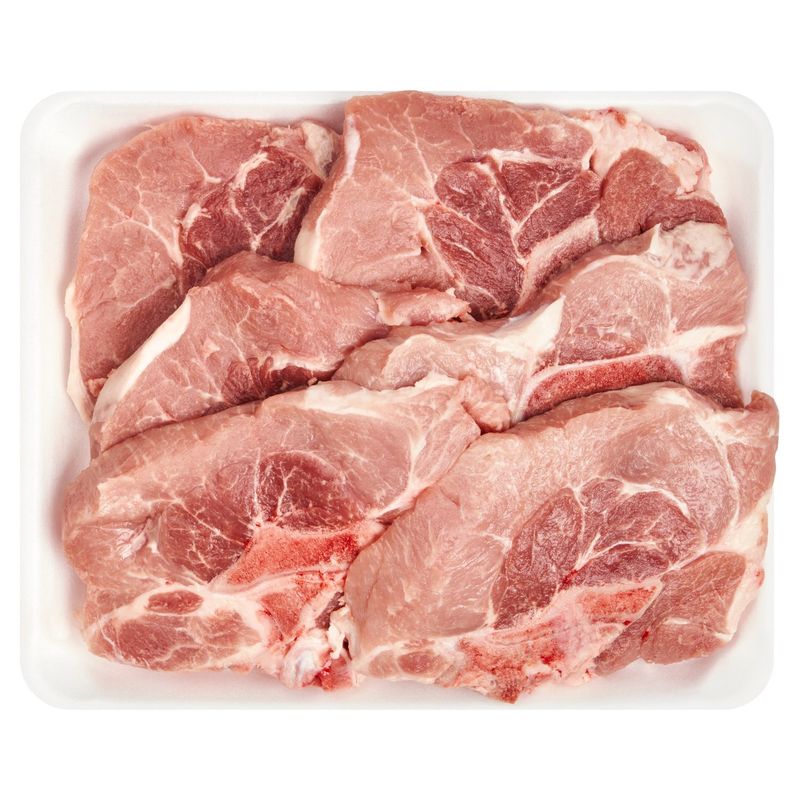 Fresh Loin End Pork Loin Chops, Bone In, Family Pack, Average Weight 3 lb Pack