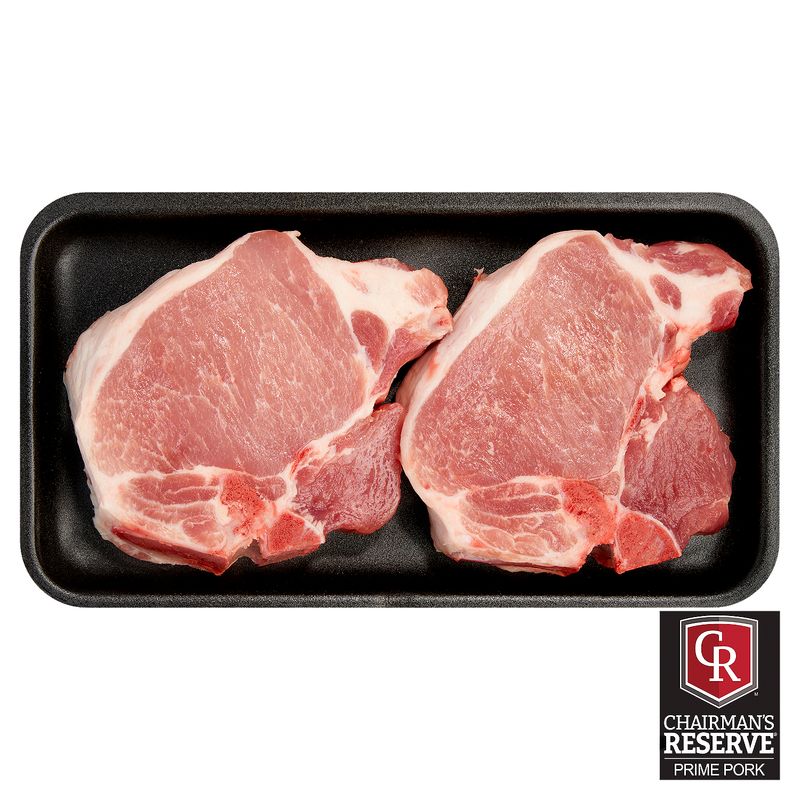 Chairman&#39;s Reserve Prime Center Cut Pork Loin Chops, Bone In, Thick Cut, Average Weight 1.5 lb Pack