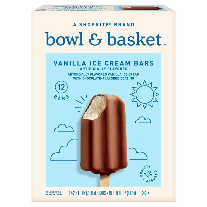 Bowl &amp; Basket Vanilla Ice Cream Bars, 2.5 fl oz, 12 count