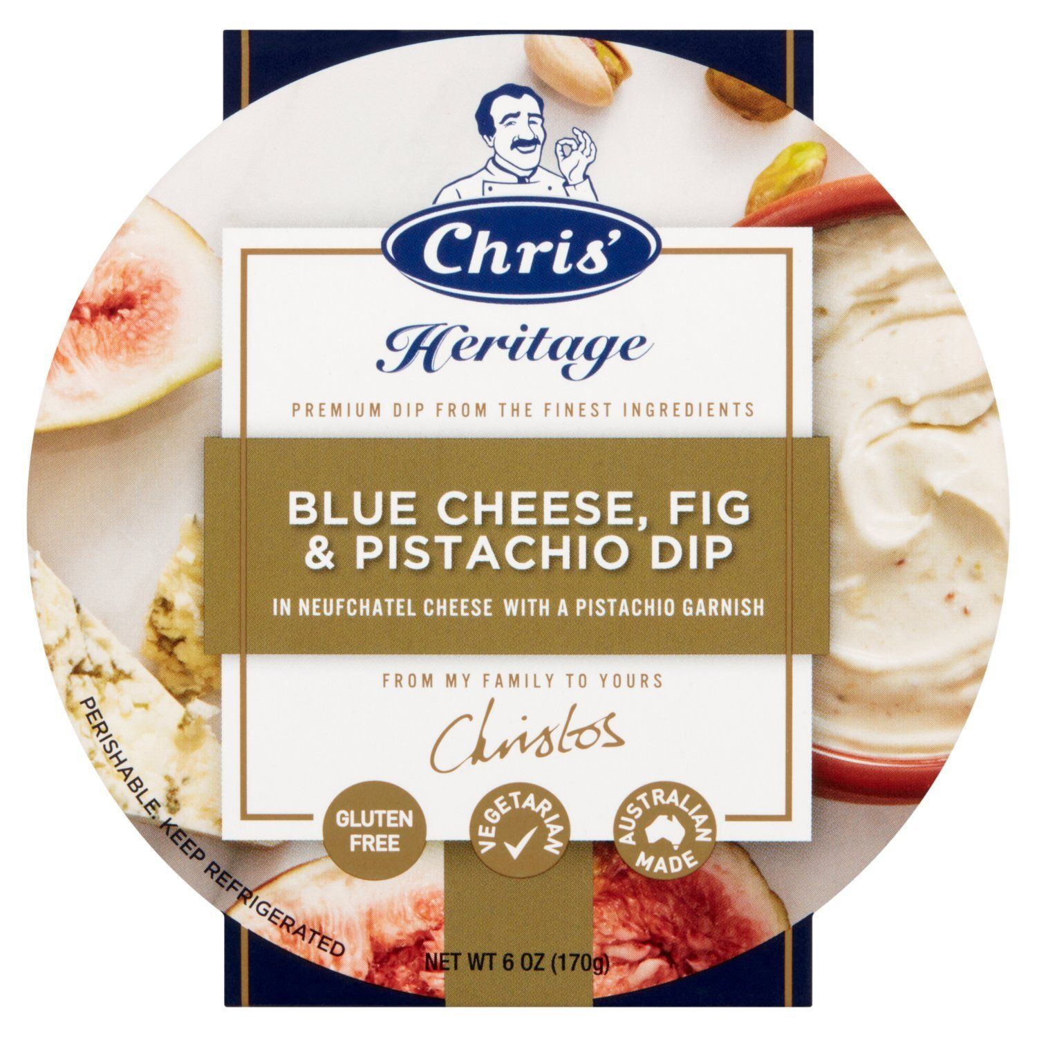 Chris' Heritage Blue Cheese, Fig &amp; Pistachio Dip, 6 oz