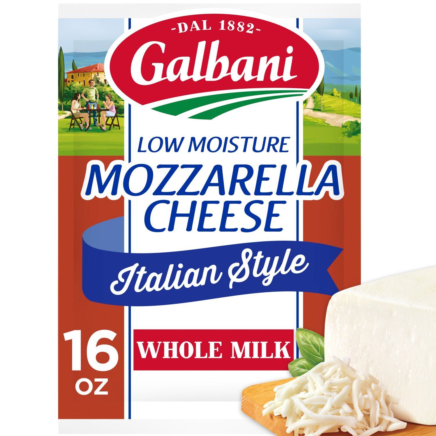 Galbani Italian Style Whole Milk Low Moisture Mozzarella Cheese, 16 oz