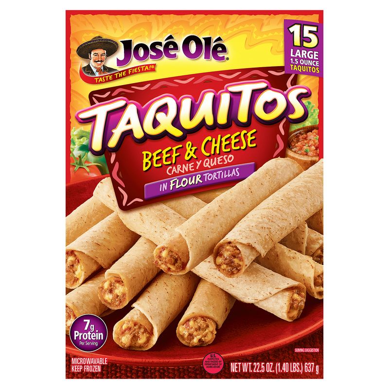 José Olé Taquitos Beef &amp; Cheese in Flour Tortillas, 15 count, 22.5 oz