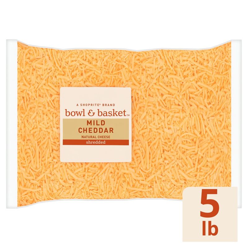 Bowl &amp; Basket Shredded Mild Cheddar Natural Cheese, 5 lb