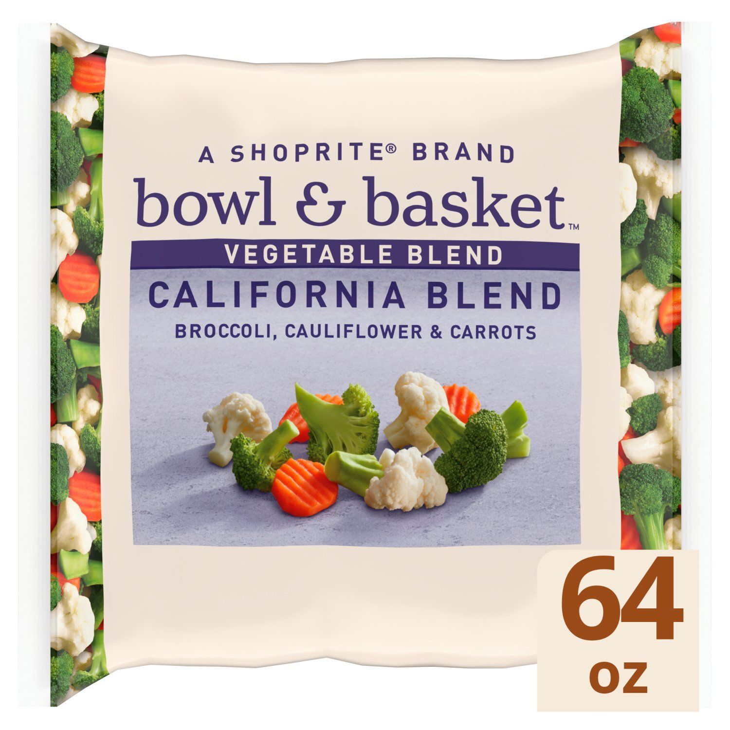 Bowl &amp; Basket Broccoli, Cauliflower &amp; Carrots California Vegetable Blend, 64 oz