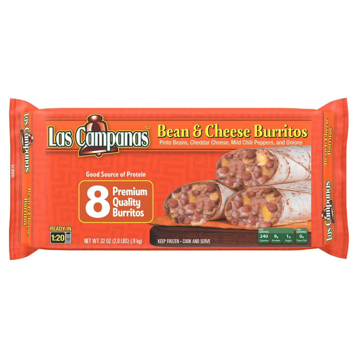 Las Campanas Bean &amp; Cheese Burritos, 8 count, 32 oz