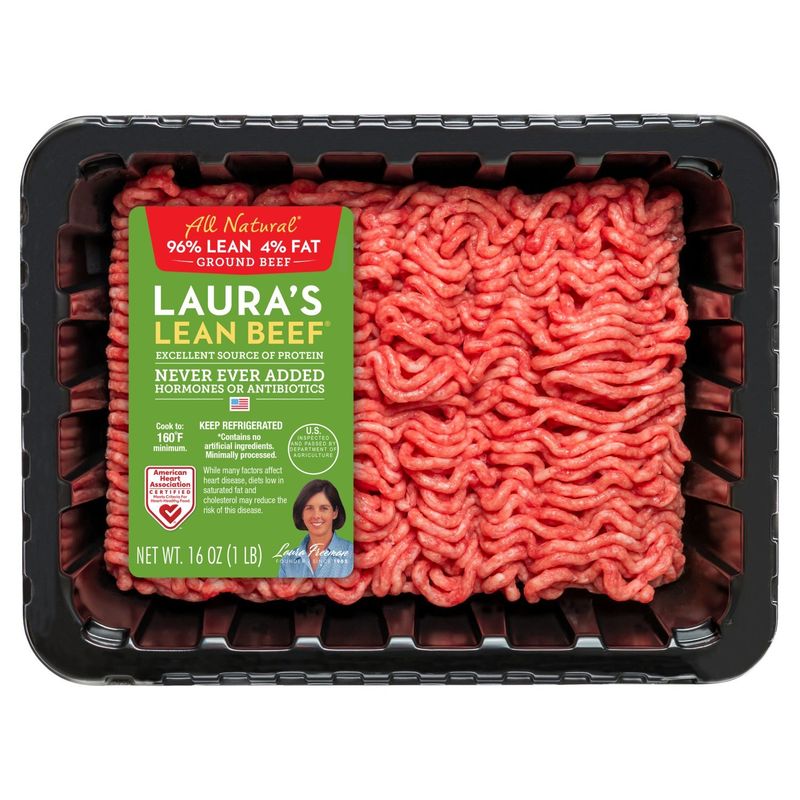 Laura&#39;s Lean Beef 96% Lean 4% Fat Ground Beef, 16 oz