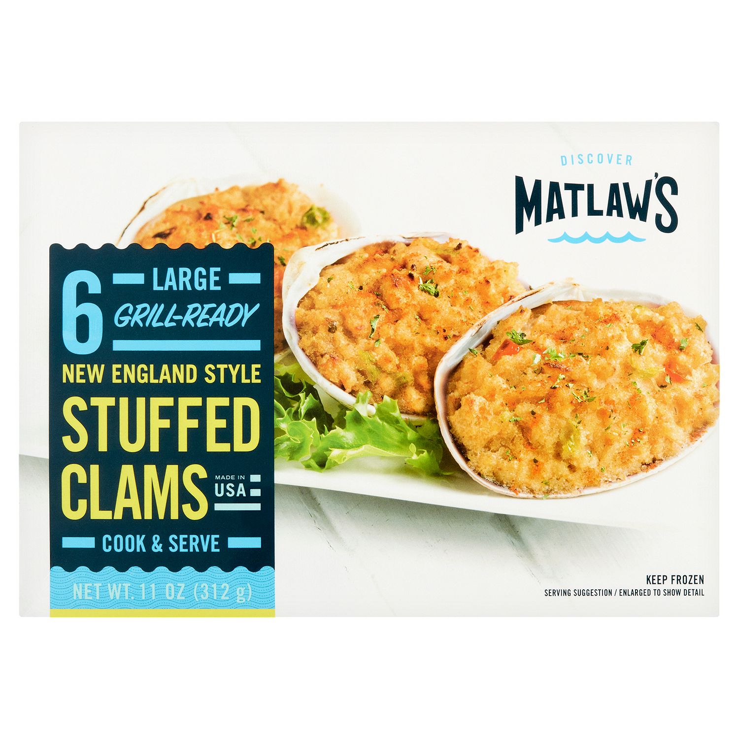 Matlaw&#39;s New England Style Large Stuffed Clams, 6 count, 11 oz