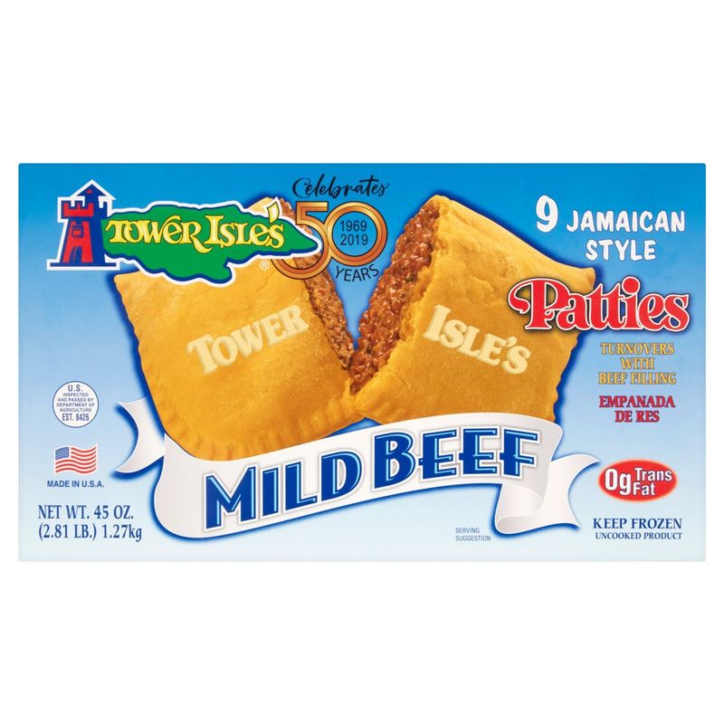 Tower Isle&#39;s Jamaican Style Mild Beef Patties, 9 count, 45 oz