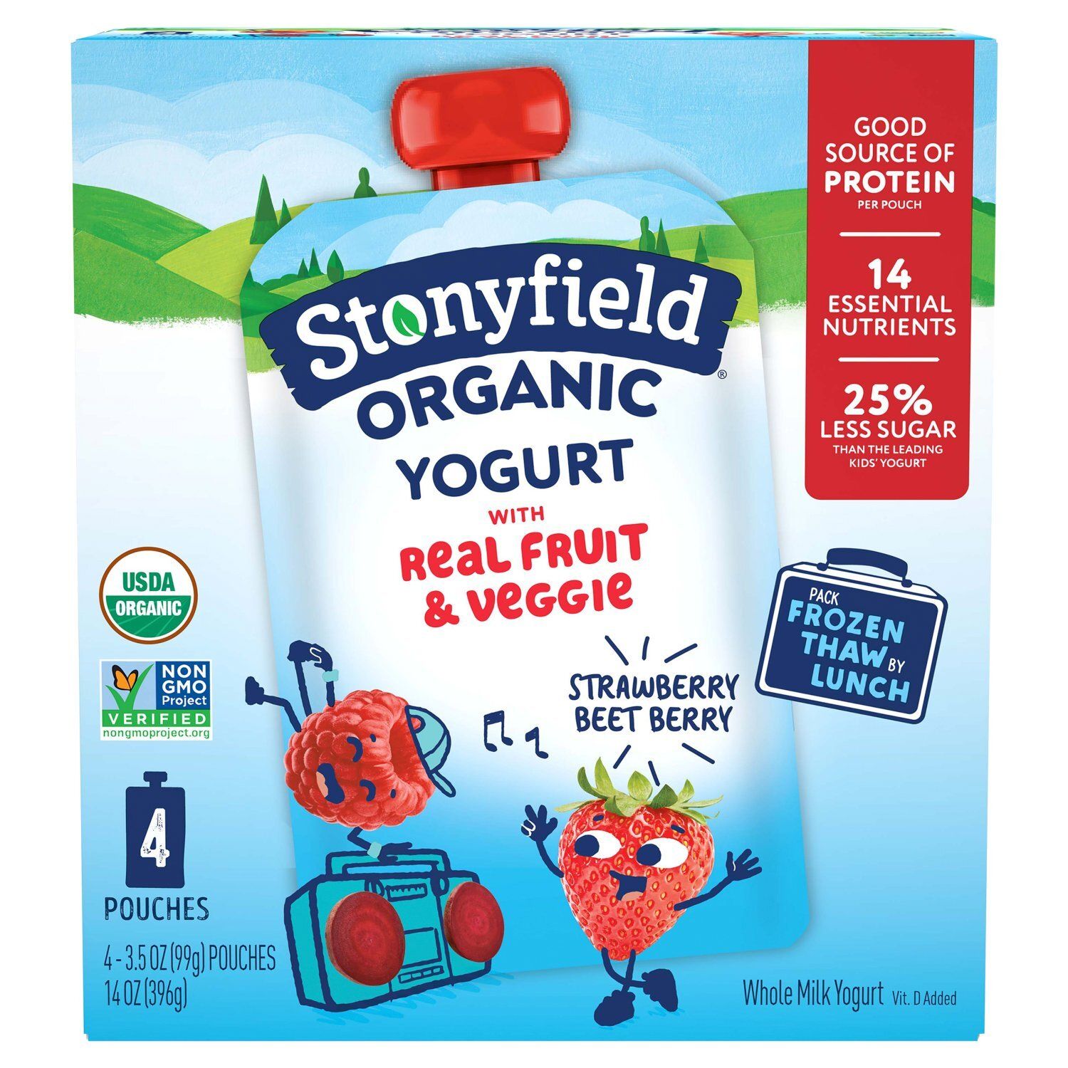 Stonyfield Organic Strawberry Beet Berry Whole Milk Yogurt, 3.5 oz, 4 count